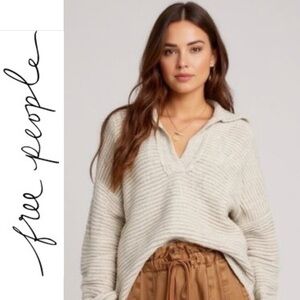 Free People Women's Oversized Pullover Ribbed Knit Slouchy Sweater Size Small